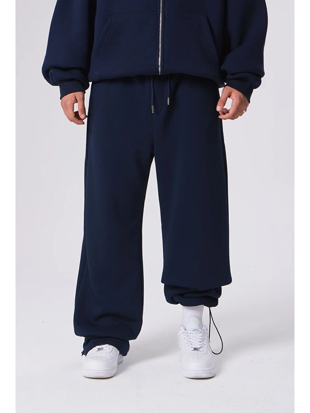 Lacivert Paçası ayarlı lastikli bol kesim unisex eşofman altı