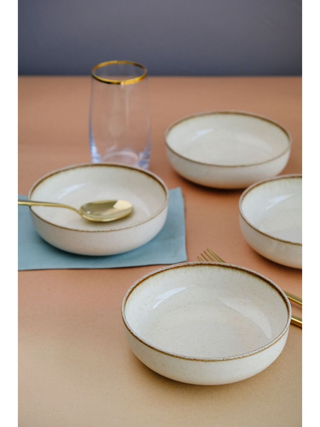 Kahverengi Moderna Çorba Kasesi Tarçın 15 cm 4'lü-1