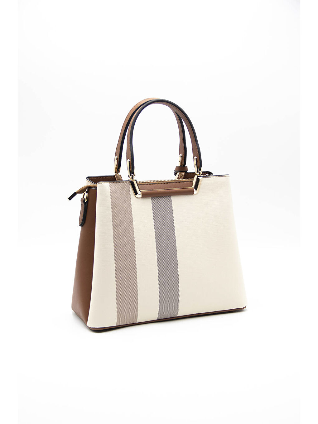 Kahverengi Kadın Omuz Çantası 969-33812 SILVER POLO BAYAN ÇANTASI M48 KREM-MAT TABA-3