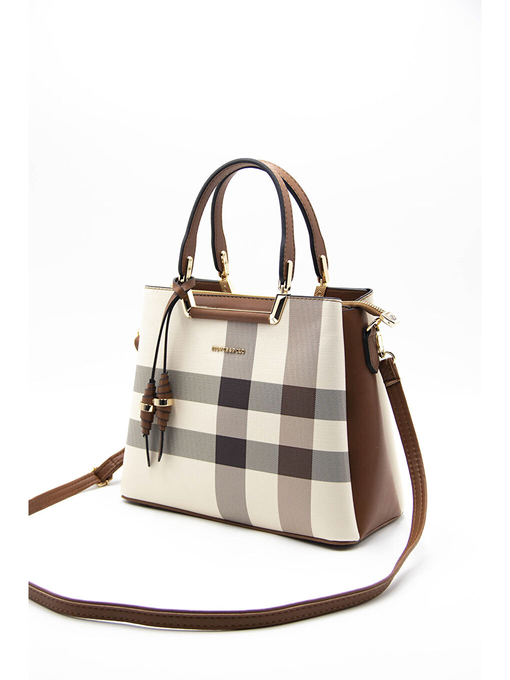 Kahverengi Kadın Omuz Çantası 969-33812 SILVER POLO BAYAN ÇANTASI M48 KREM-MAT TABA-4