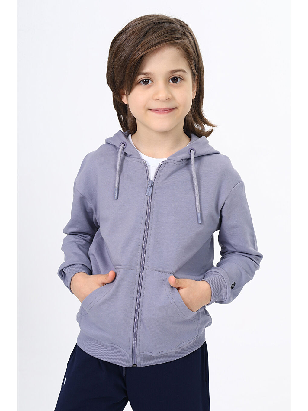 Toontoykids Gri Erkek Çocuk Fermuarlı Sweatshırt