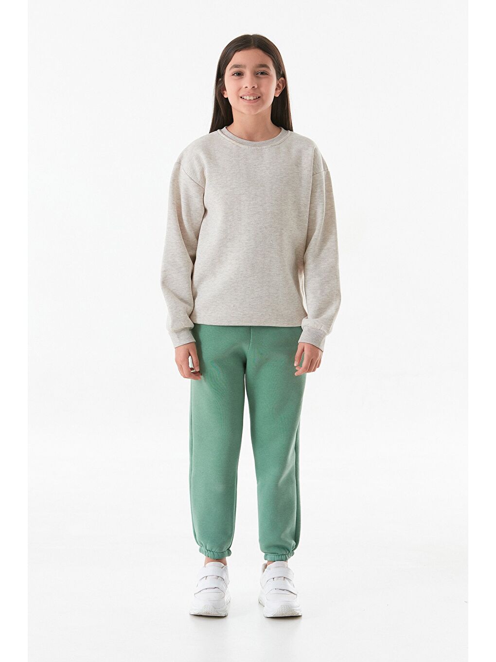 Turkuaz 3 İplik Beli Lastikli Armalı Jogger Unisex Çocuk Eşofman Altı