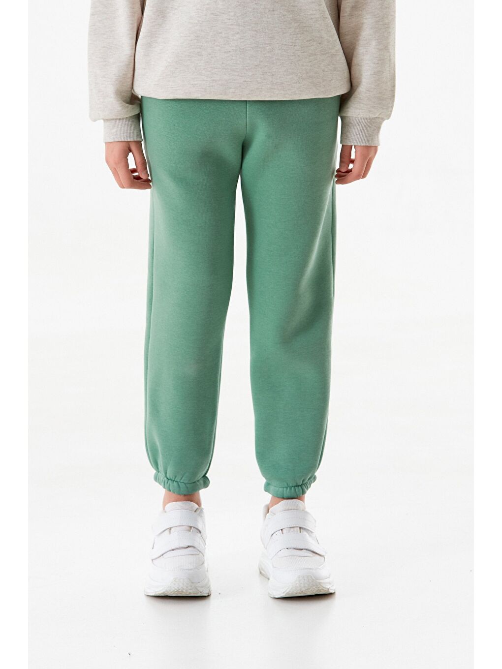 Turkuaz 3 İplik Beli Lastikli Armalı Jogger Unisex Çocuk Eşofman Altı-3