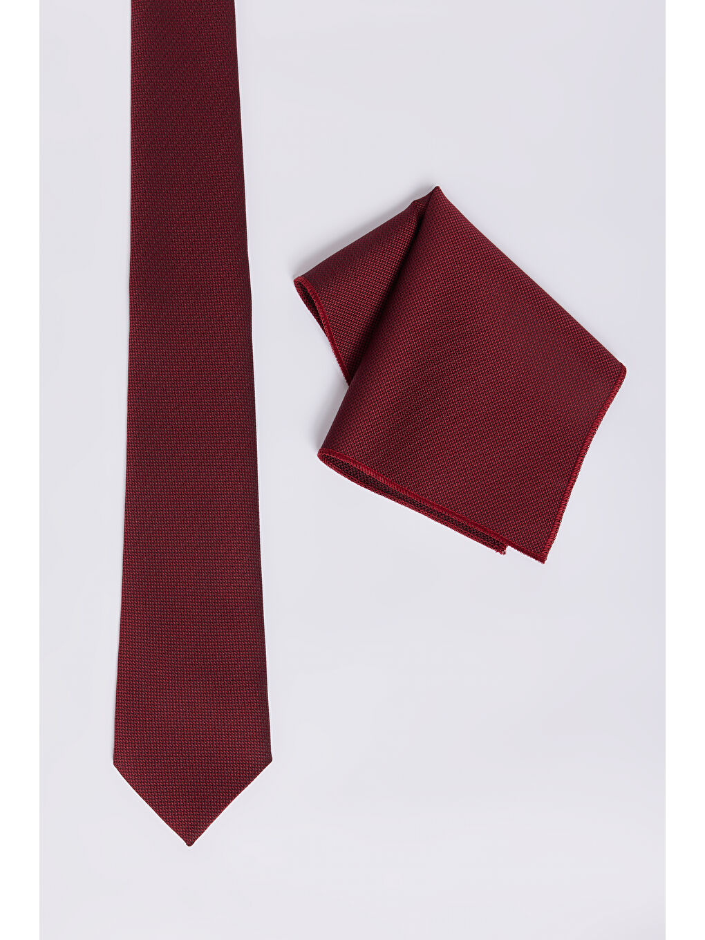 Erkek Bordo Kravat-Mendil Set