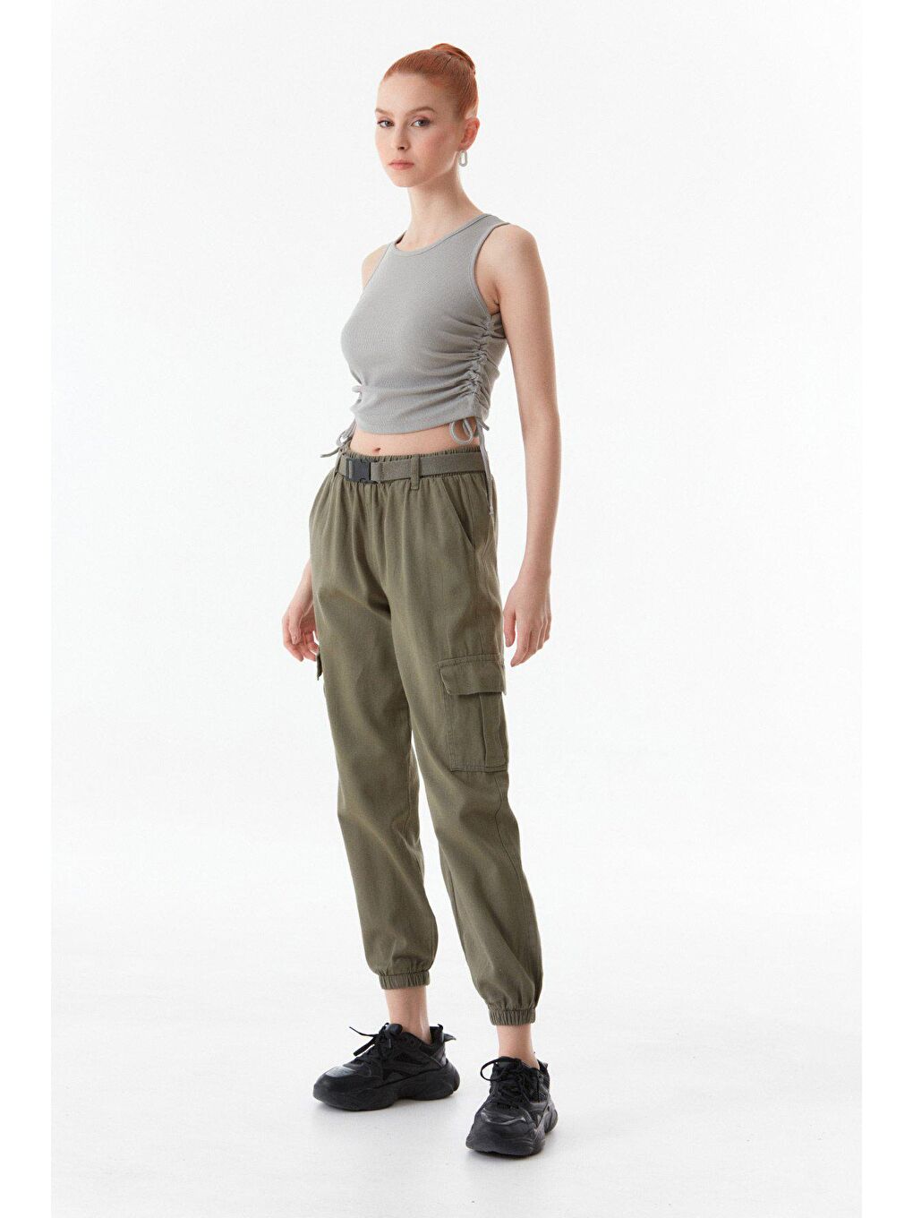 Gri Fitilli Yanı Büzgülü Body-4