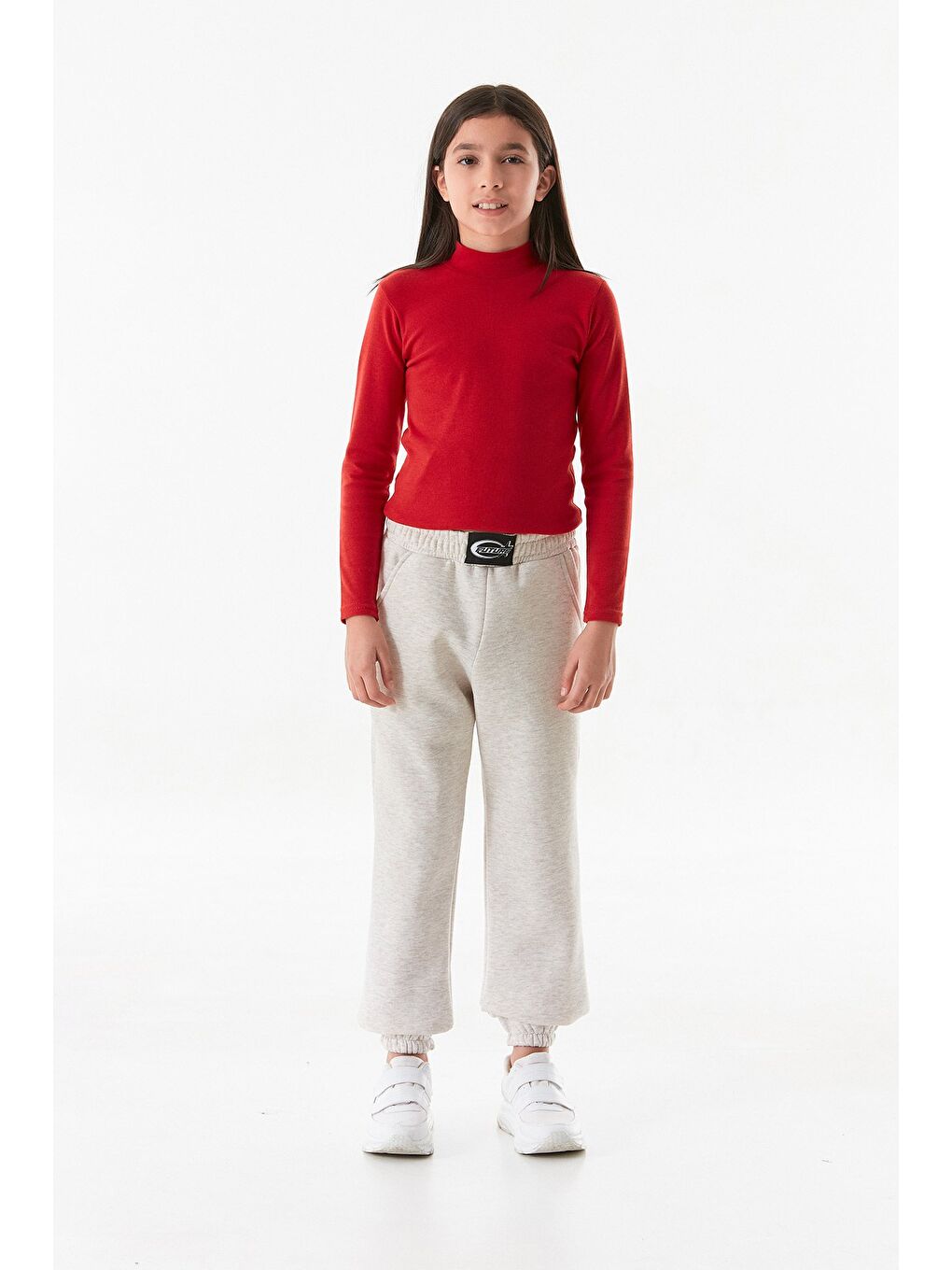 Bej 3 İplik Beli Lastikli Armalı Jogger Unisex Çocuk Eşofman Altı