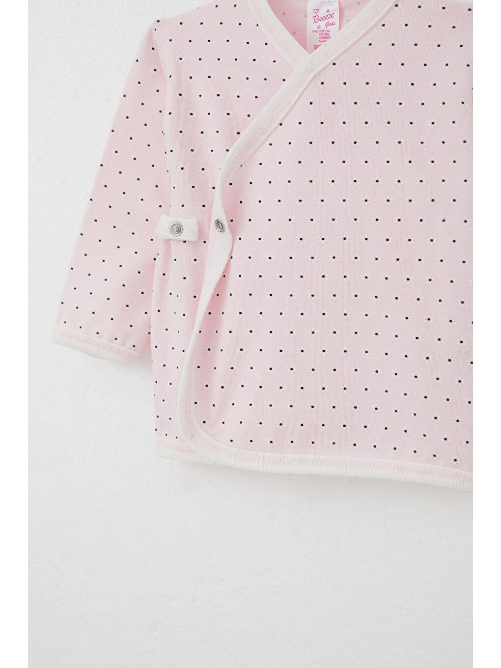 Yenidoğan Bebek İç Dış Çıtçıtlı 2 Li Zıbın Papatya Desenli Pembe (0-3 Ay)-3