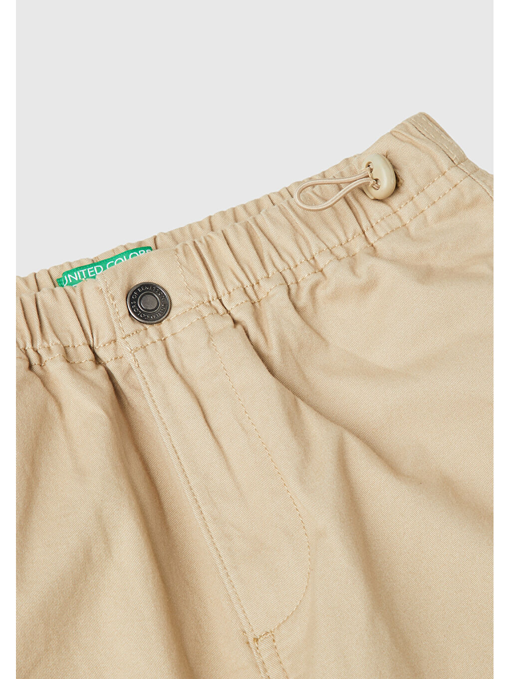 Erkek Çocuk Bej Ön Cebi Logo Detaylı Beli Lastikli Beş Cepli Pantolon-2