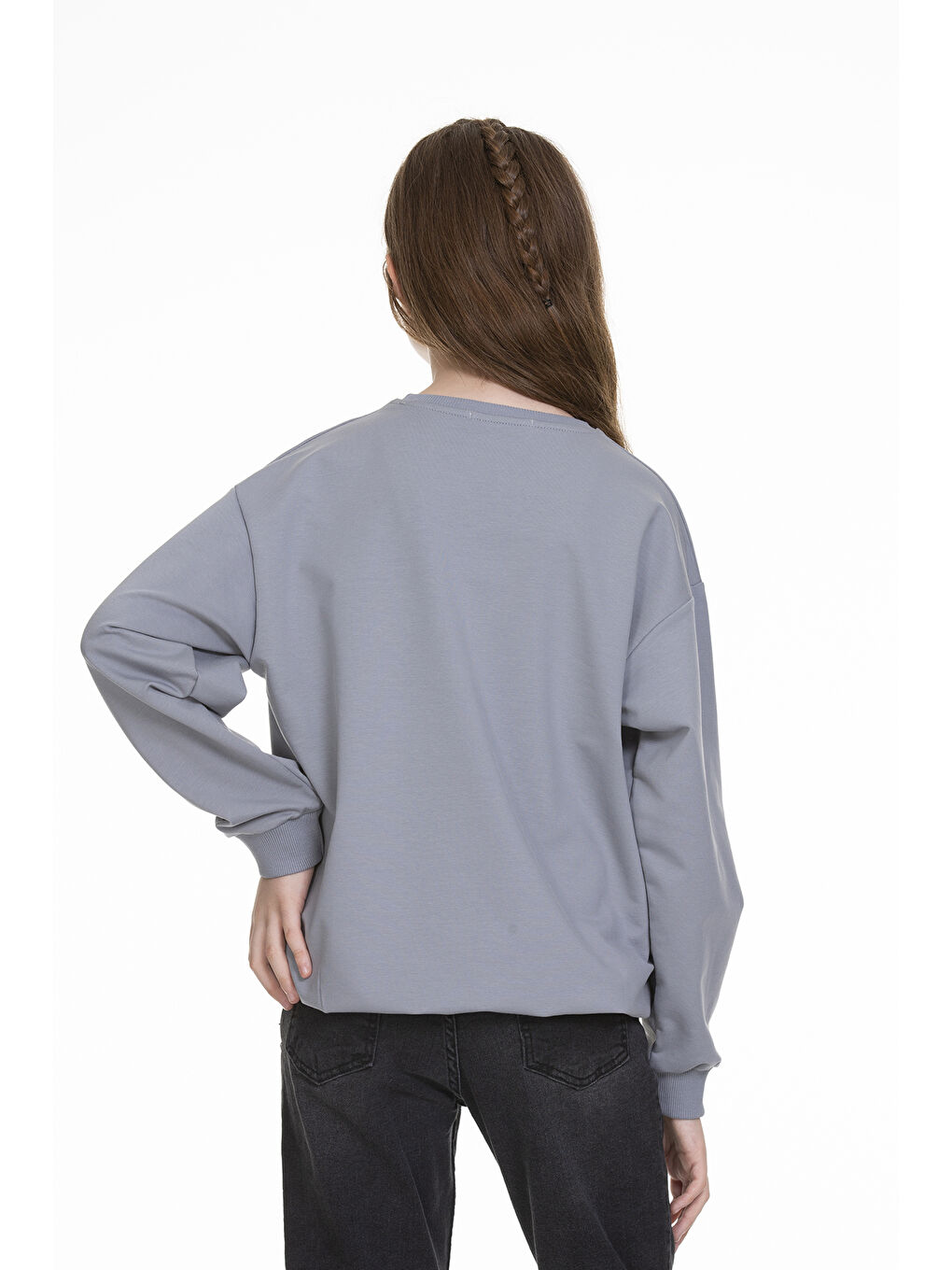 angelos Gri Kız Çocuk Yazı Baskılı Sweatshirt Px341.3 - 4