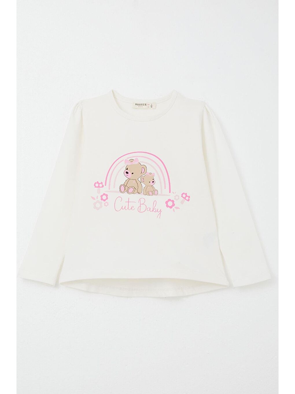Kız Çocuk Taytlı Takım Sevimli Bebek Ayıcıklar Baskılı Ekru (1-4 Yaş)-1
