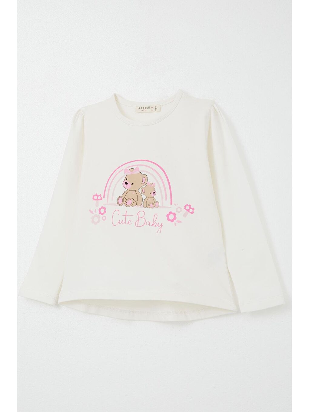 Kız Çocuk Taytlı Takım Sevimli Bebek Ayıcıklar Baskılı Ekru (1-4 Yaş)-5