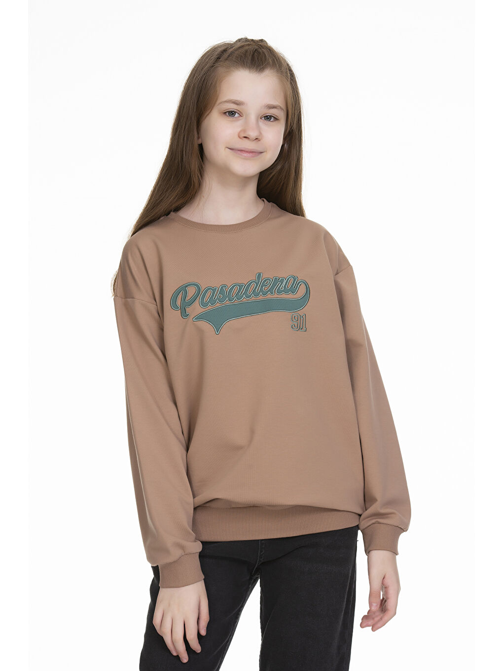 angelos Kahverengi Kız Çocuk Yazı Baskılı Sweatshirt Px341.4