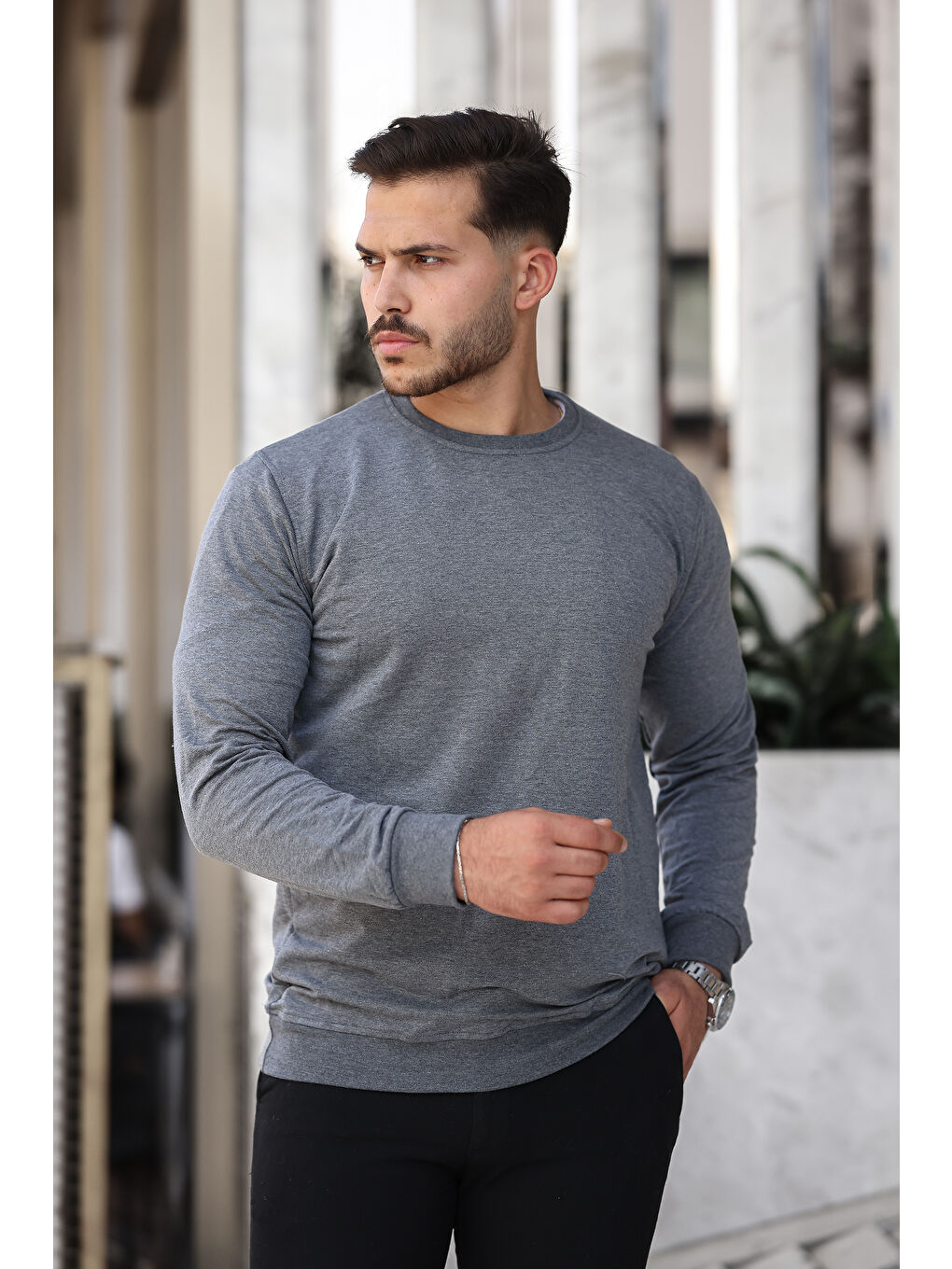 comstar Koyu Gri Slim Fit Sweatshirt