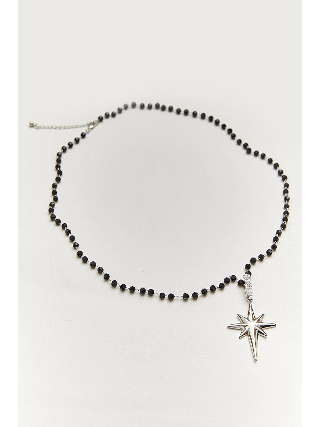 Gri Kadın Aksesuar Çelik Kuzey Yıldızlı Boncuk Zincirli Kolye-2