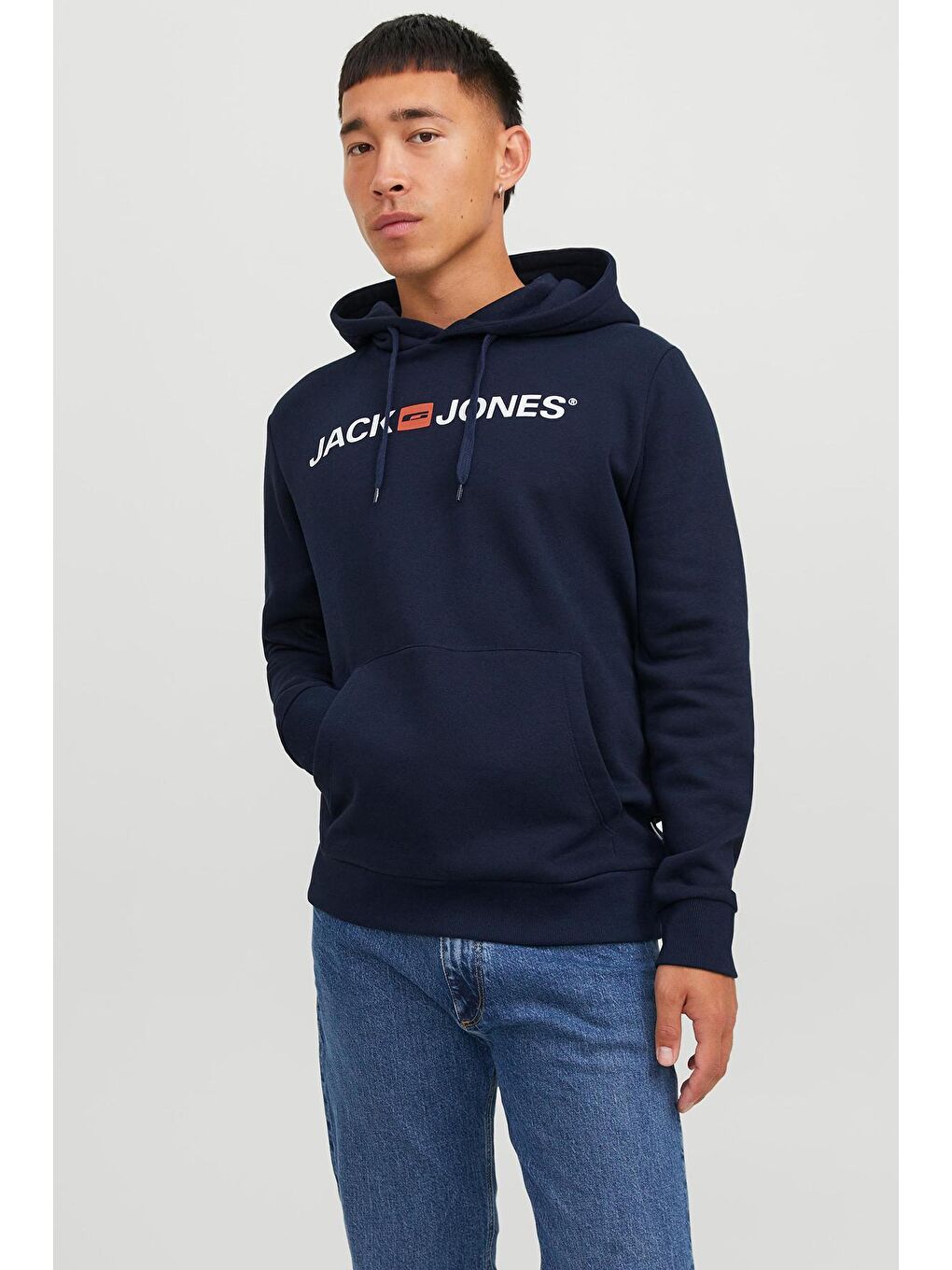 Jack & Jones Lacivert Jjecorp Old Logo Regular Kapüşonlu Erkek Sweat 1213-7054