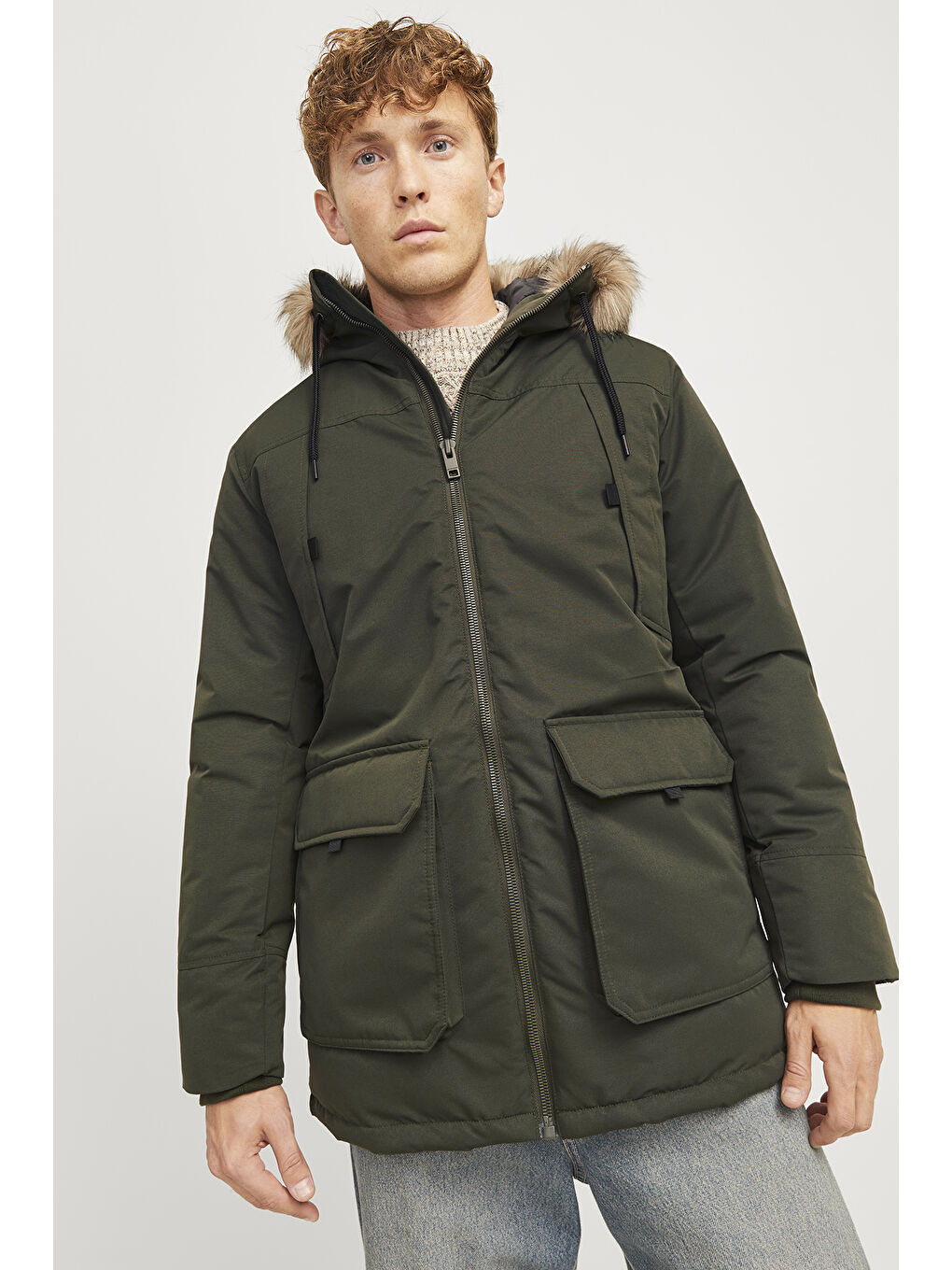 Jack & Jones Haki Essentials Jjeconstruct Regular Fit Çıkarılabilir Kapüşonlu Erkek Mont 12258406