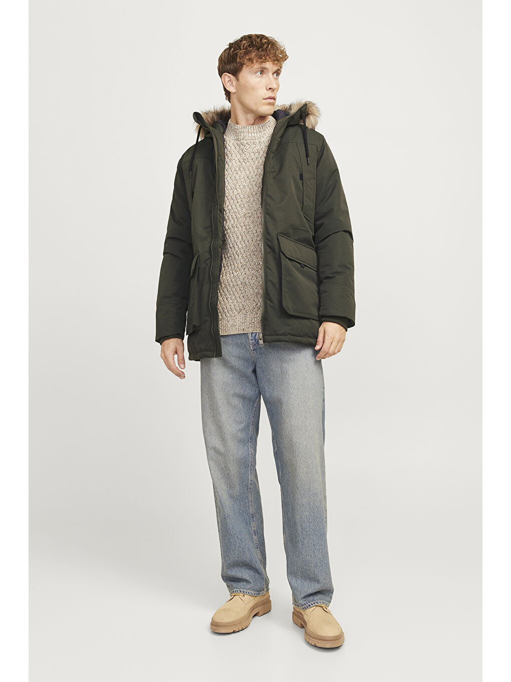 Jack & Jones Haki Essentials Jjeconstruct Regular Fit Çıkarılabilir Kapüşonlu Erkek Mont 12258406 - 2