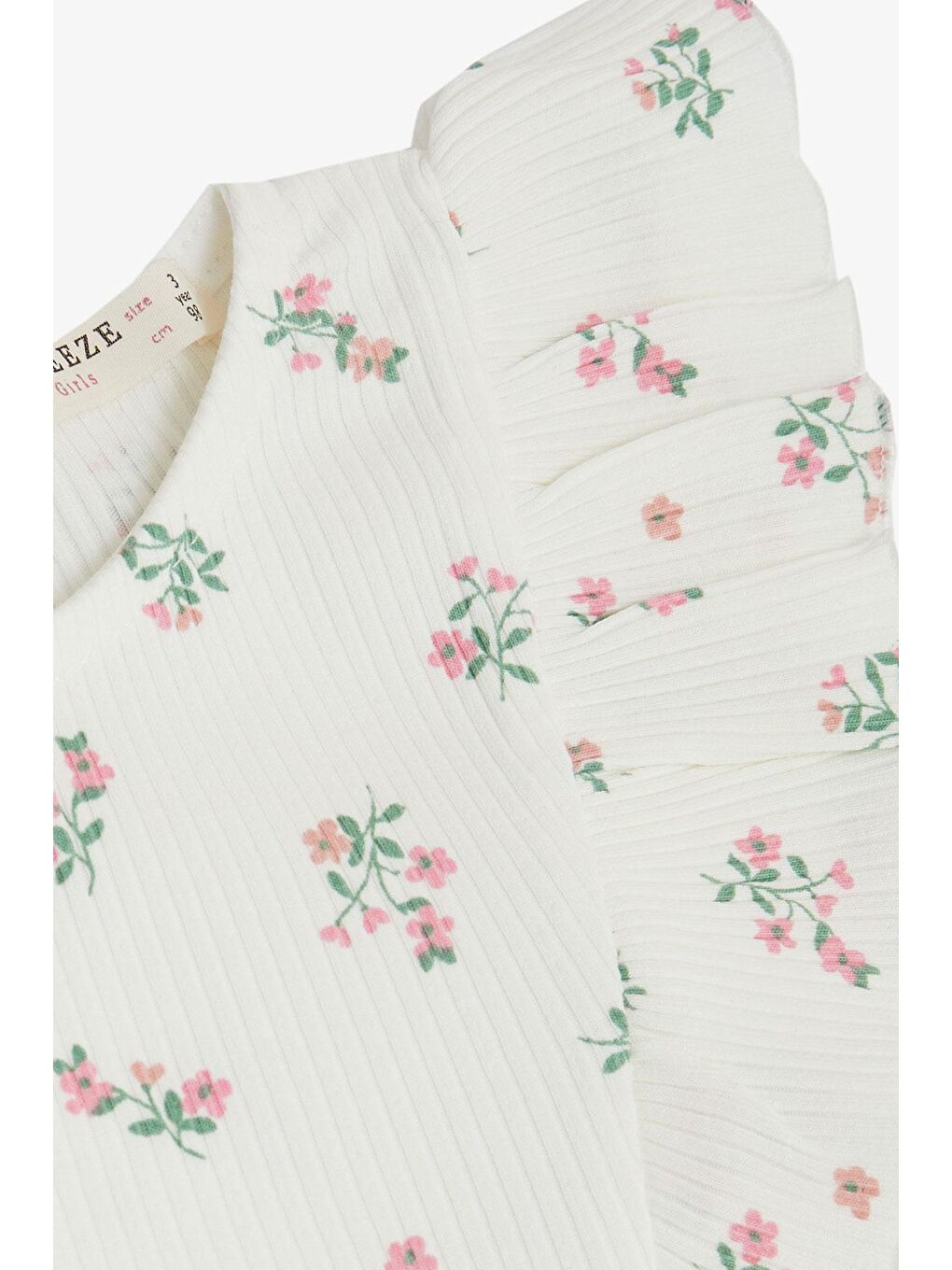 Kız Bebek Elbise Çiçekli Tüllü Fırfırlı Beyaz-2