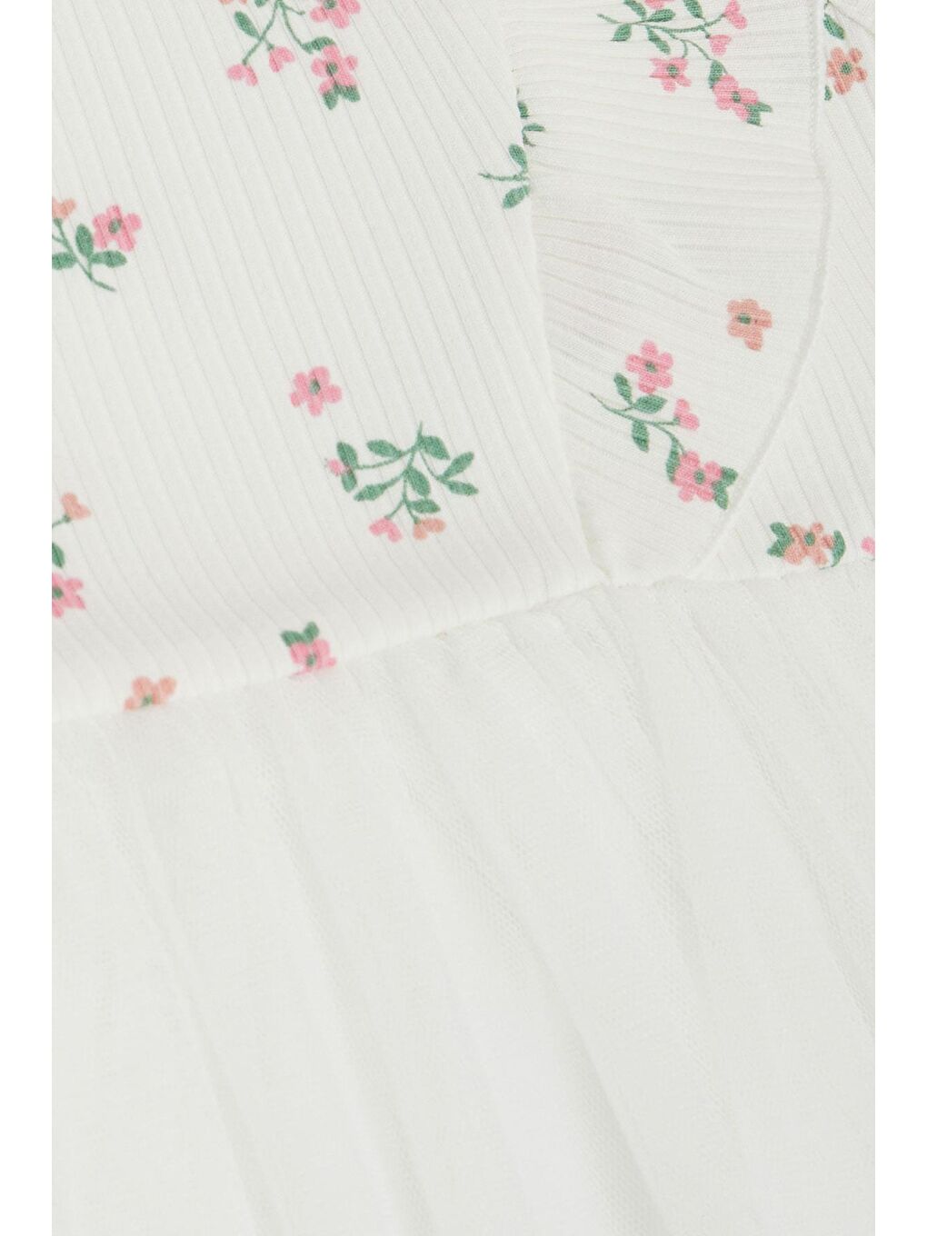 Kız Bebek Elbise Çiçekli Tüllü Fırfırlı Beyaz-3