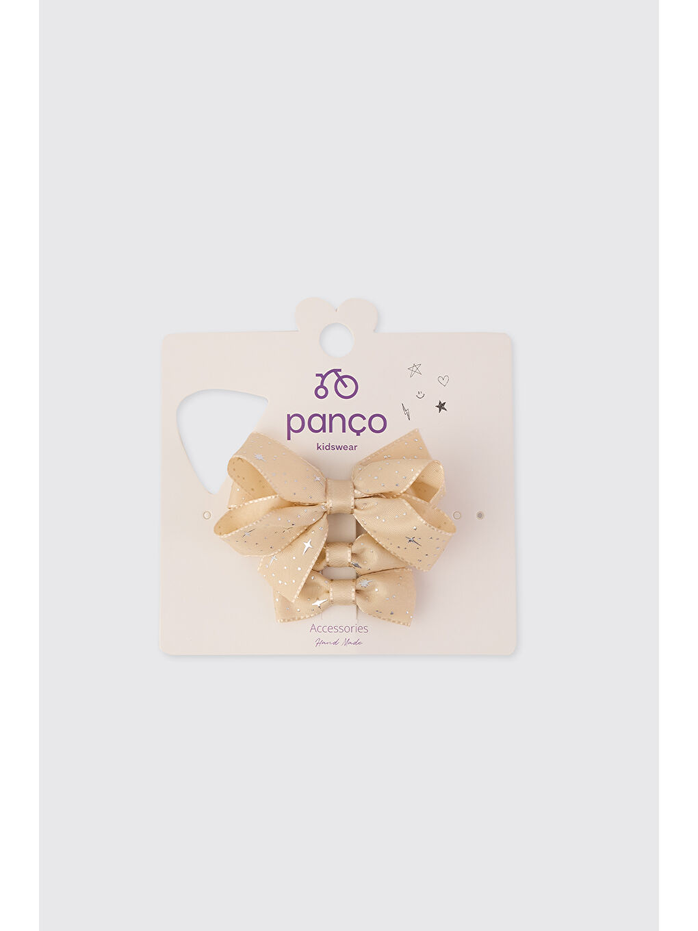 Kız Bebek Figürlü Ekru Lastik Toka Seti-3