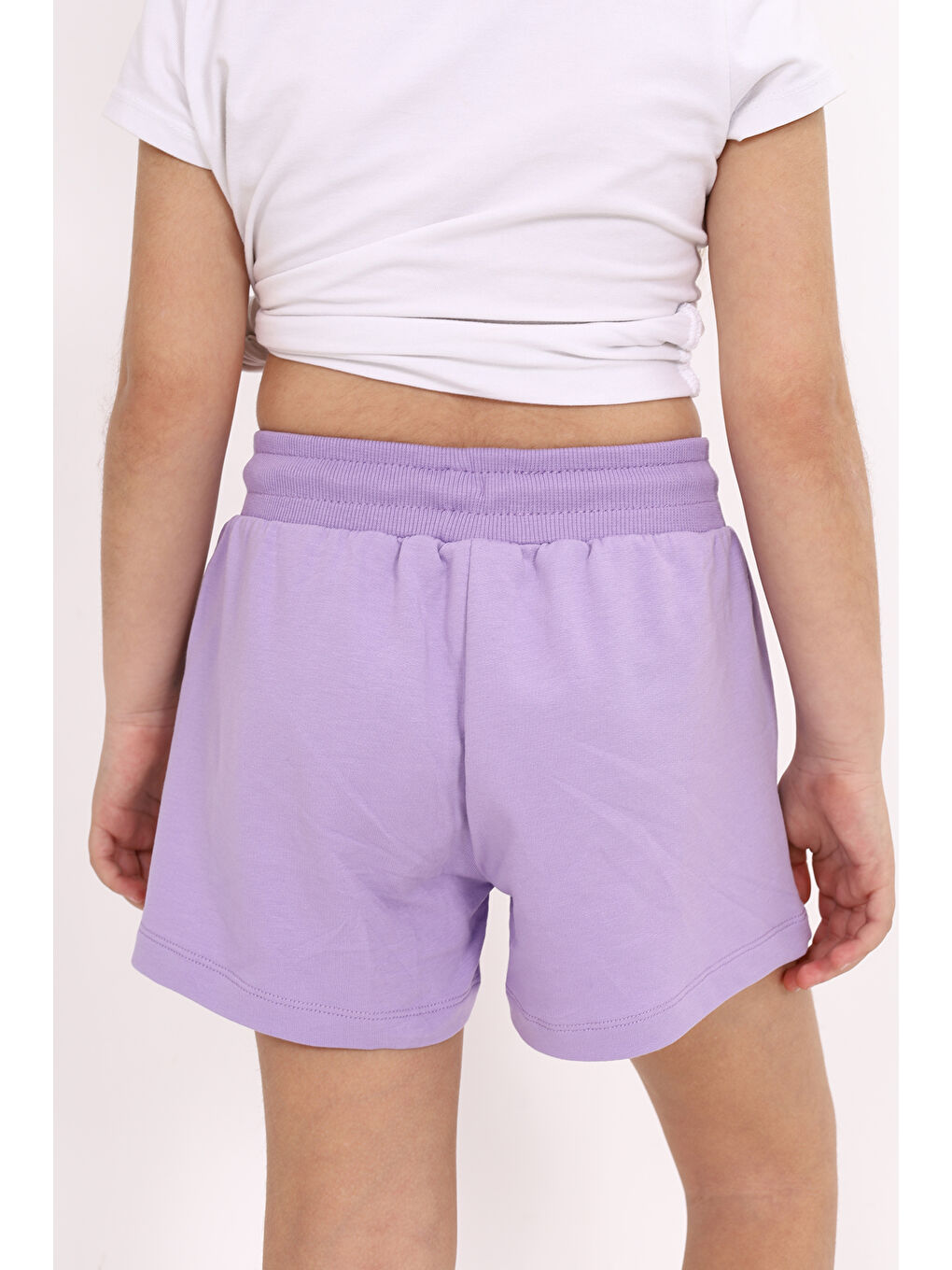 Lila Kız Çocuk Nakışlı Şort-2