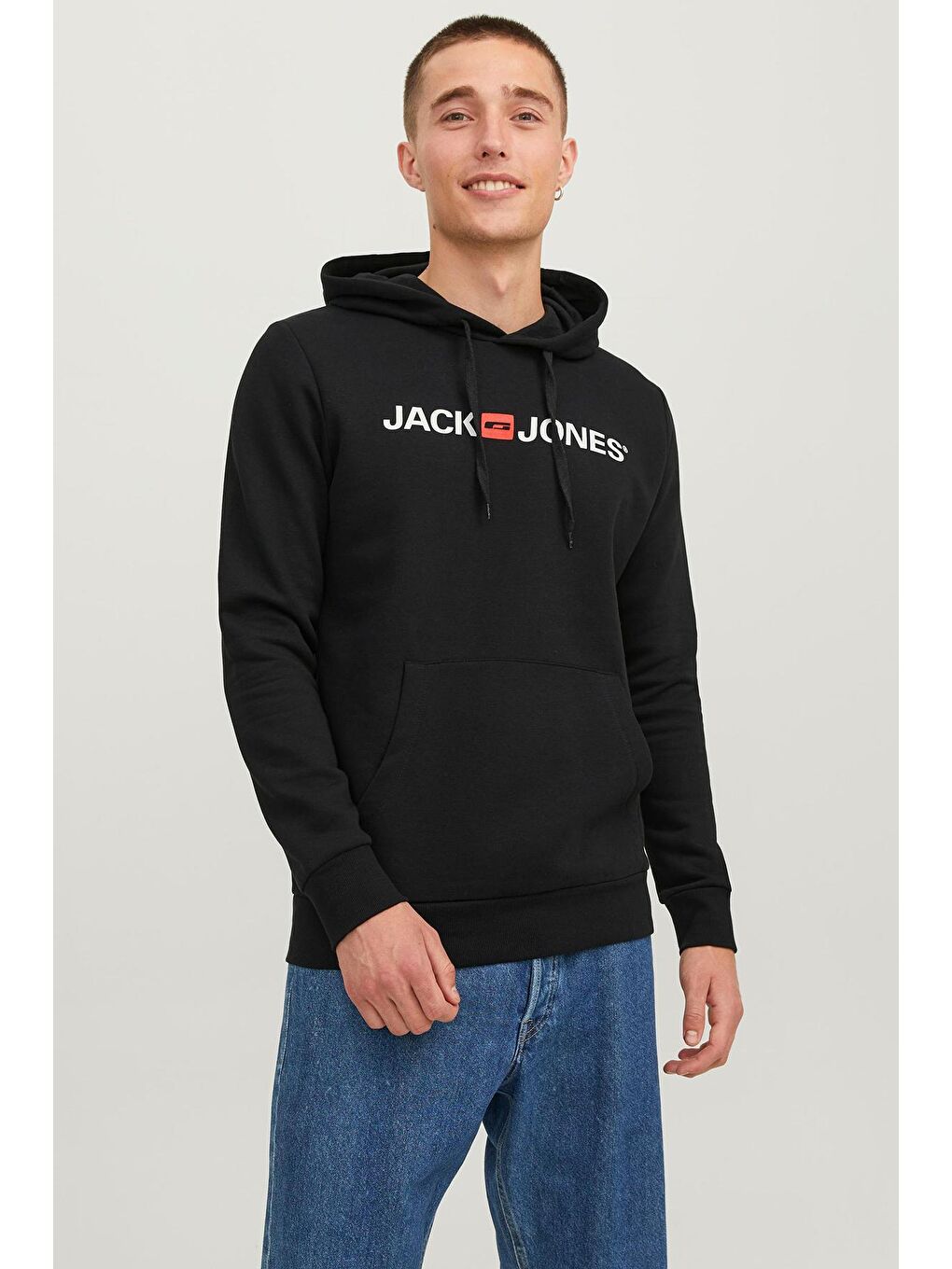 Jack & Jones Siyah Jjecorp Old Logo Regular Kapüşonlu Erkek Sweat 1213-7054