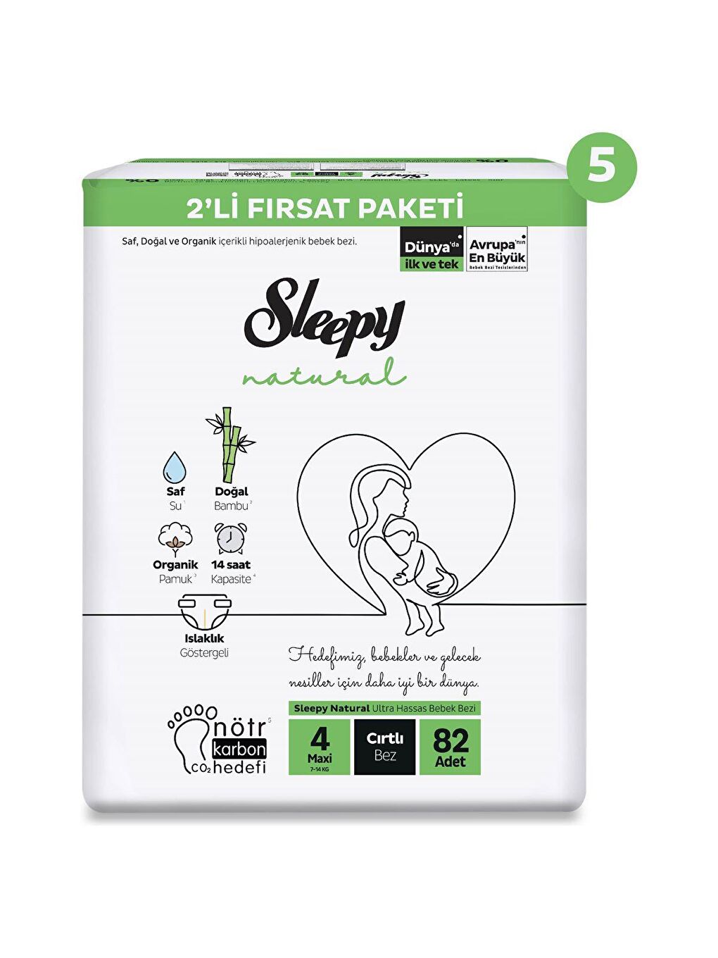 Sleepy Beyaz Natural Ultra Fırsat Paketi Bebek Bezi 4 Numara Maxi 410 Adet - 1