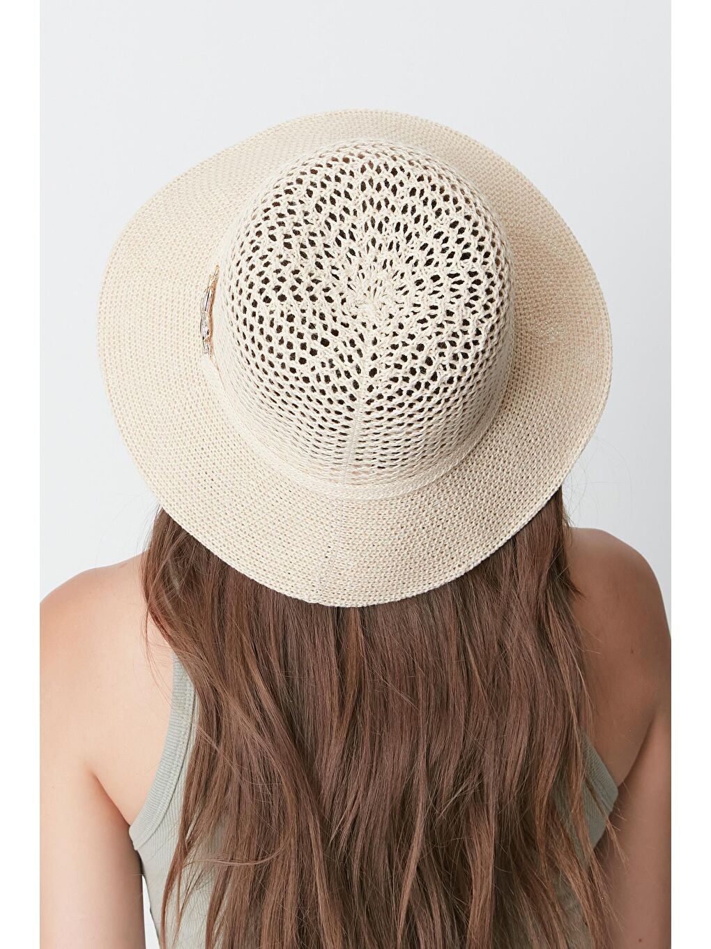 Ekru Merserize Plaj Şapkası T24740-16 Krem-2