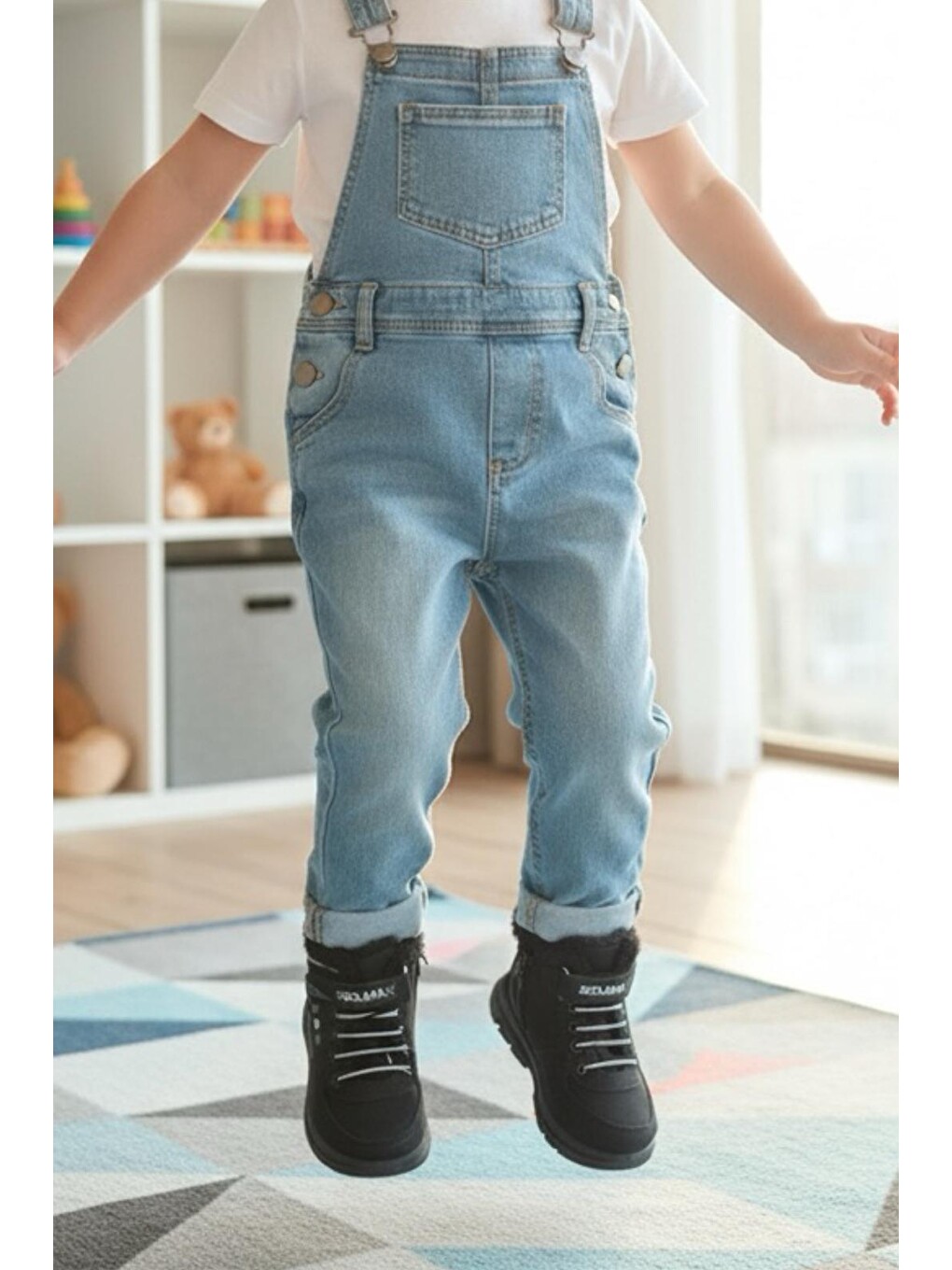 Siyah Solly İçi Kürklü Fermuarlı Bantlı Unisex Çocuk Bot-1