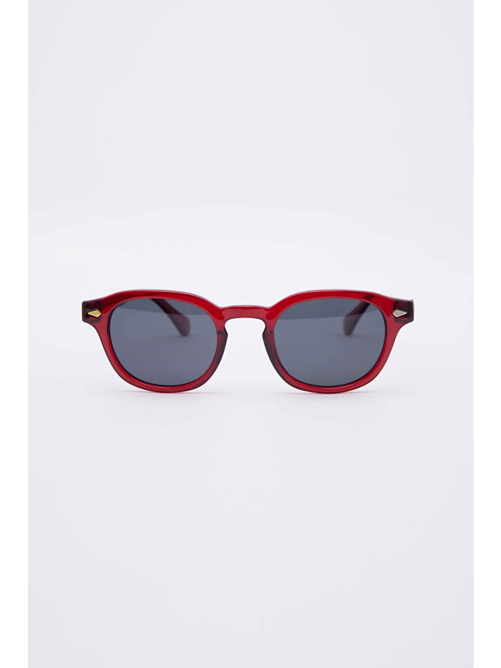 Unisex Oval Çerçeve Bordo Füme Cam Güneş Gözlüğü