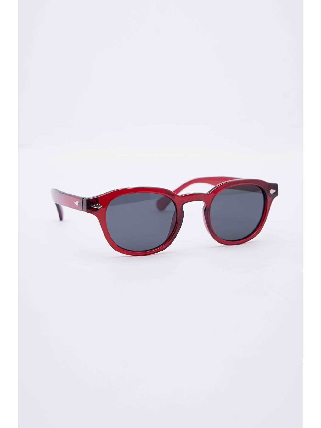 Unisex Oval Çerçeve Bordo Füme Cam Güneş Gözlüğü-1