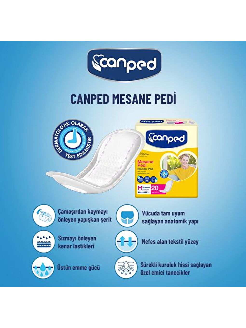 Canped Renksiz Mesane Pedi Normal M Beden 120 Adet - 2