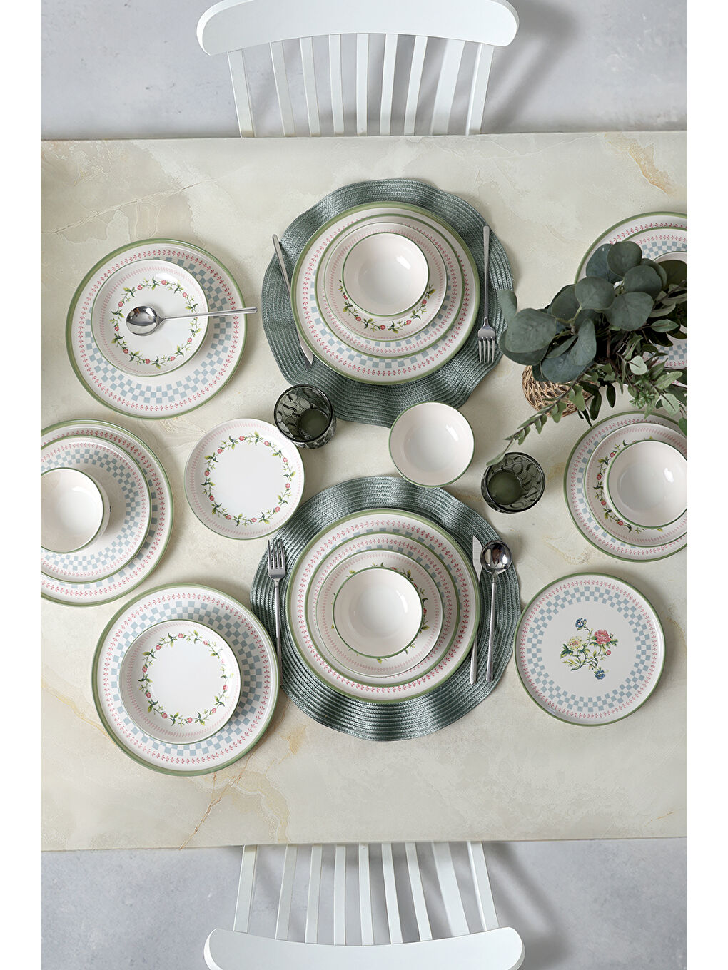 Karışık Rose Line Yemek Takımı 24 Parça 6 Kişilik