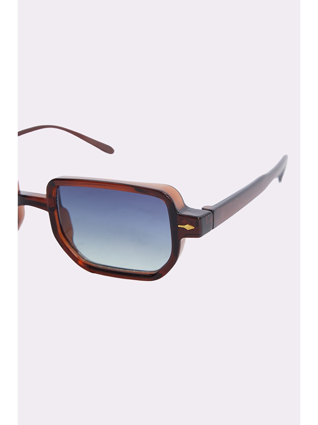 Unisex Geometrik Çerçeve Kahverengi Çerçeve Uv 400 Korumalı Güneş Gözlüğü-3