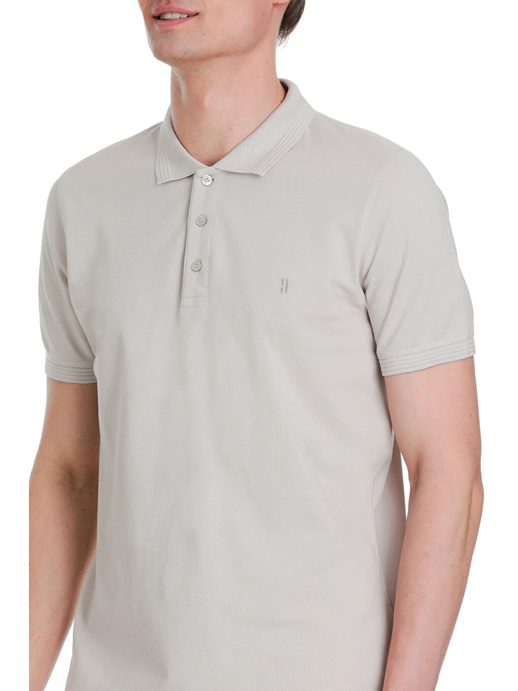 Bej Taş Regular Fit 100% Pamuk Polo Yaka Tişört-3