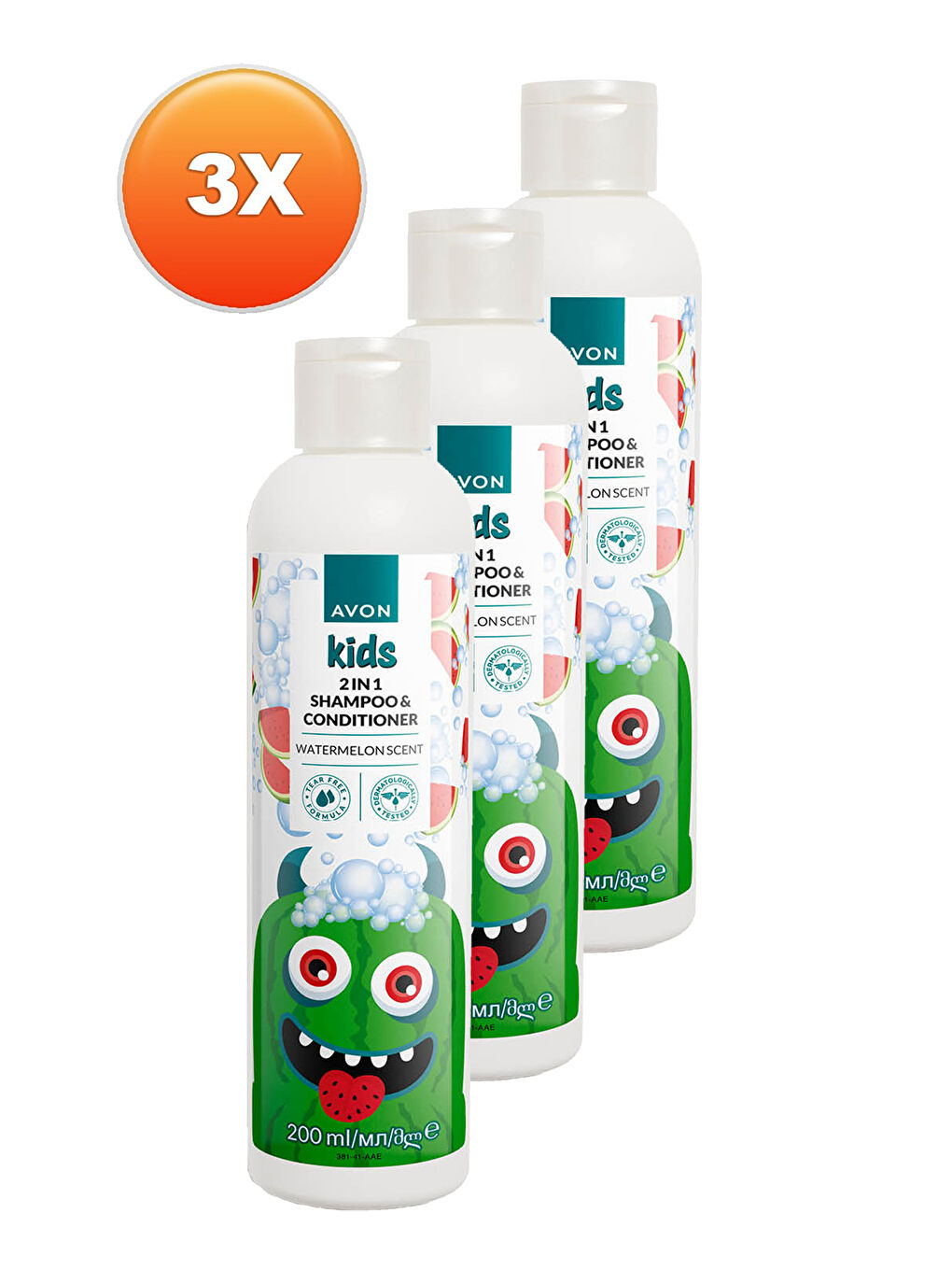 AVON Kids 2 si 1 Arada Karpuz Kokulu Çocuk Saç Kremi ve Şampuanı 200 Ml. Üçlü Set - 1