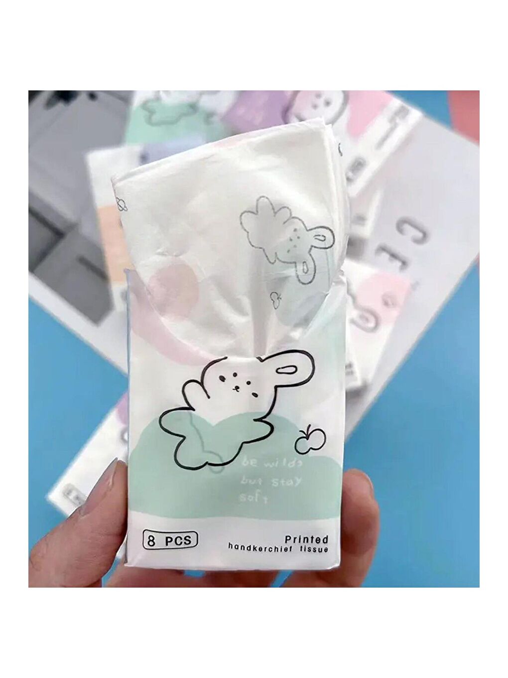 Çizgi Hayvan Figürlü Mini Cep Mendili 9 lu Set-2