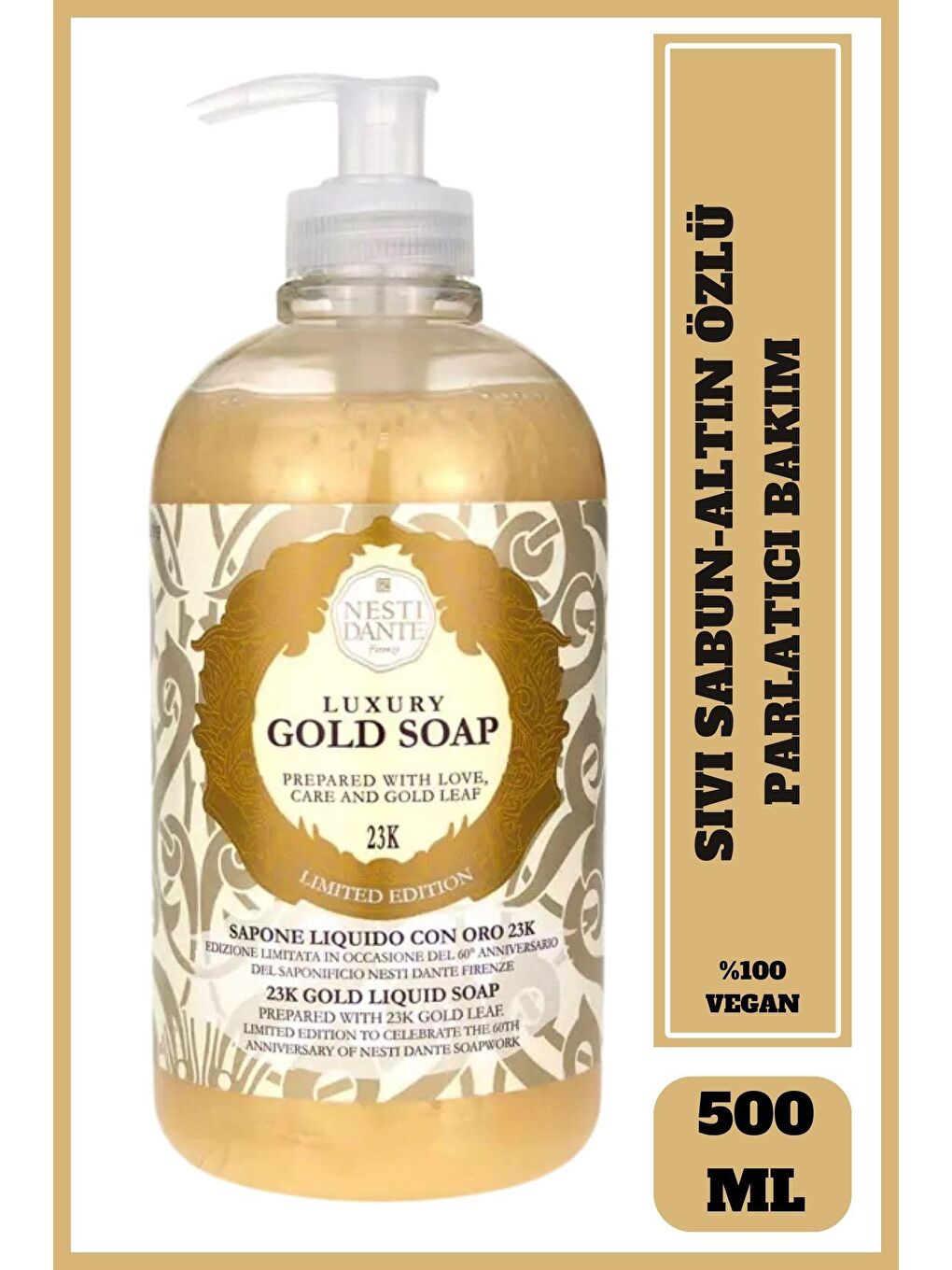 Nesti Dante Sıvı Sabun Luxury Gold Parlatıcı Vegan Bakım 500 ml