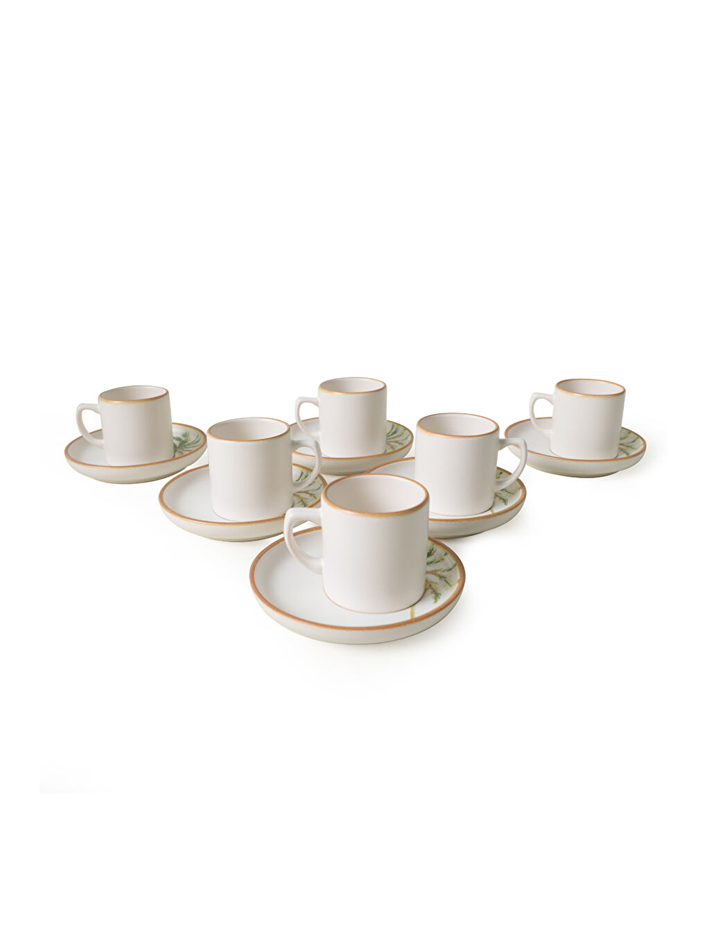 Karışık Bronze Palmiye Nordic Kahve Takımı 12 Parça 6 Kişilik-4