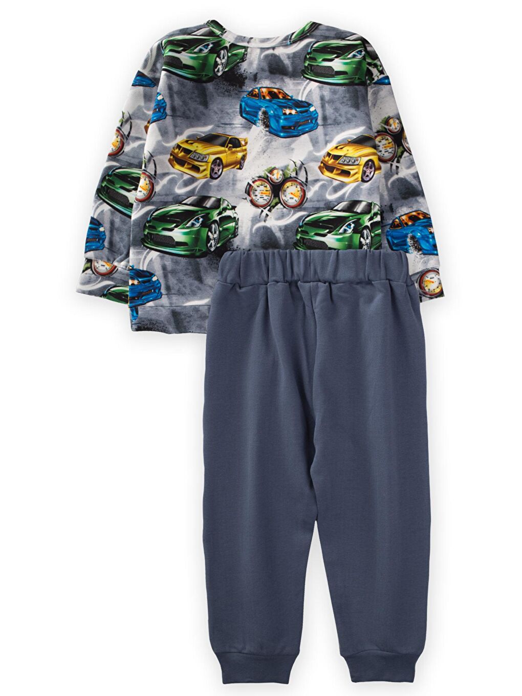 Araba Desenli Sweatshirt Takım 2-7 Yaş Gri-1