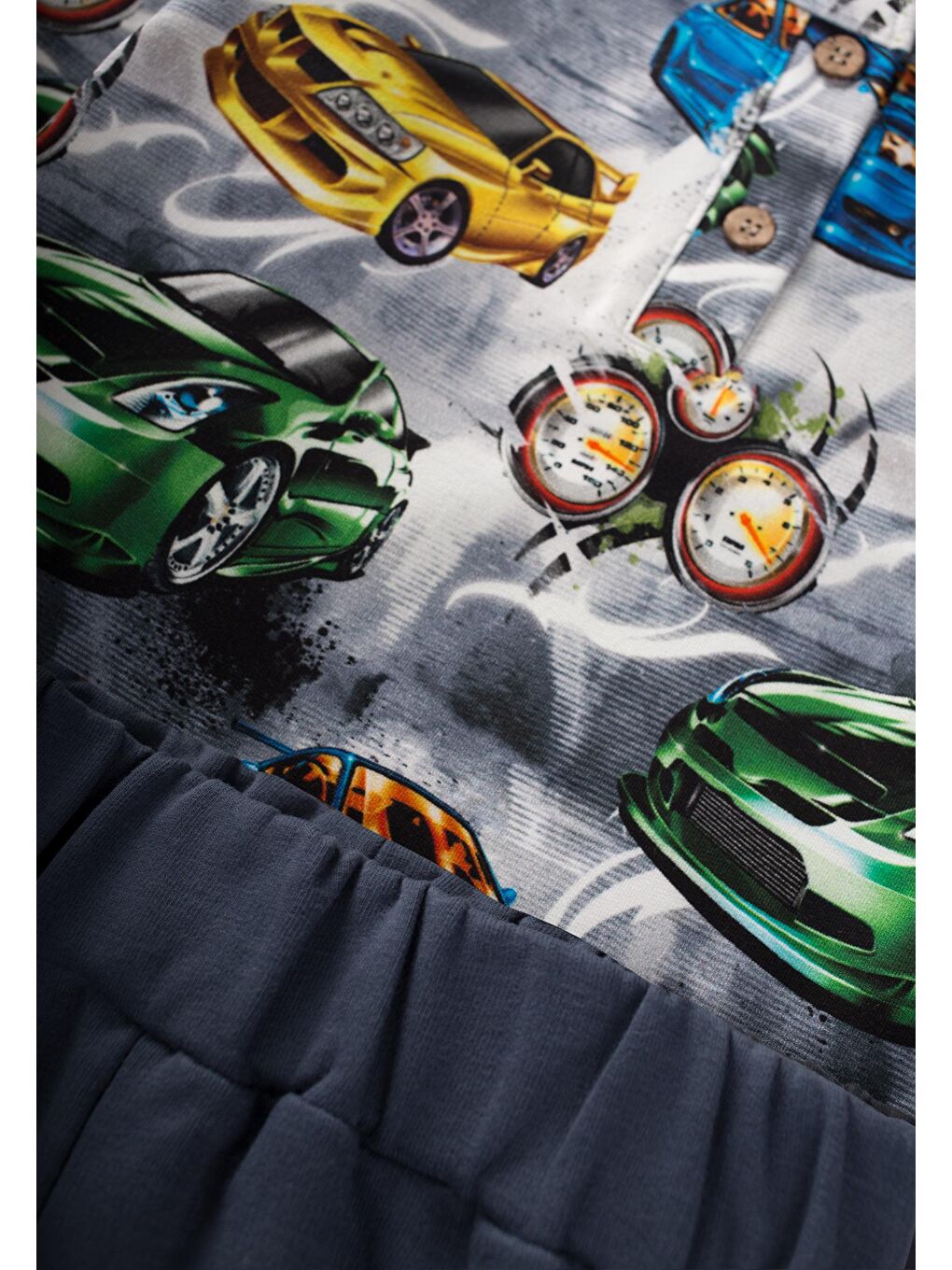 Araba Desenli Sweatshirt Takım 2-7 Yaş Gri-2