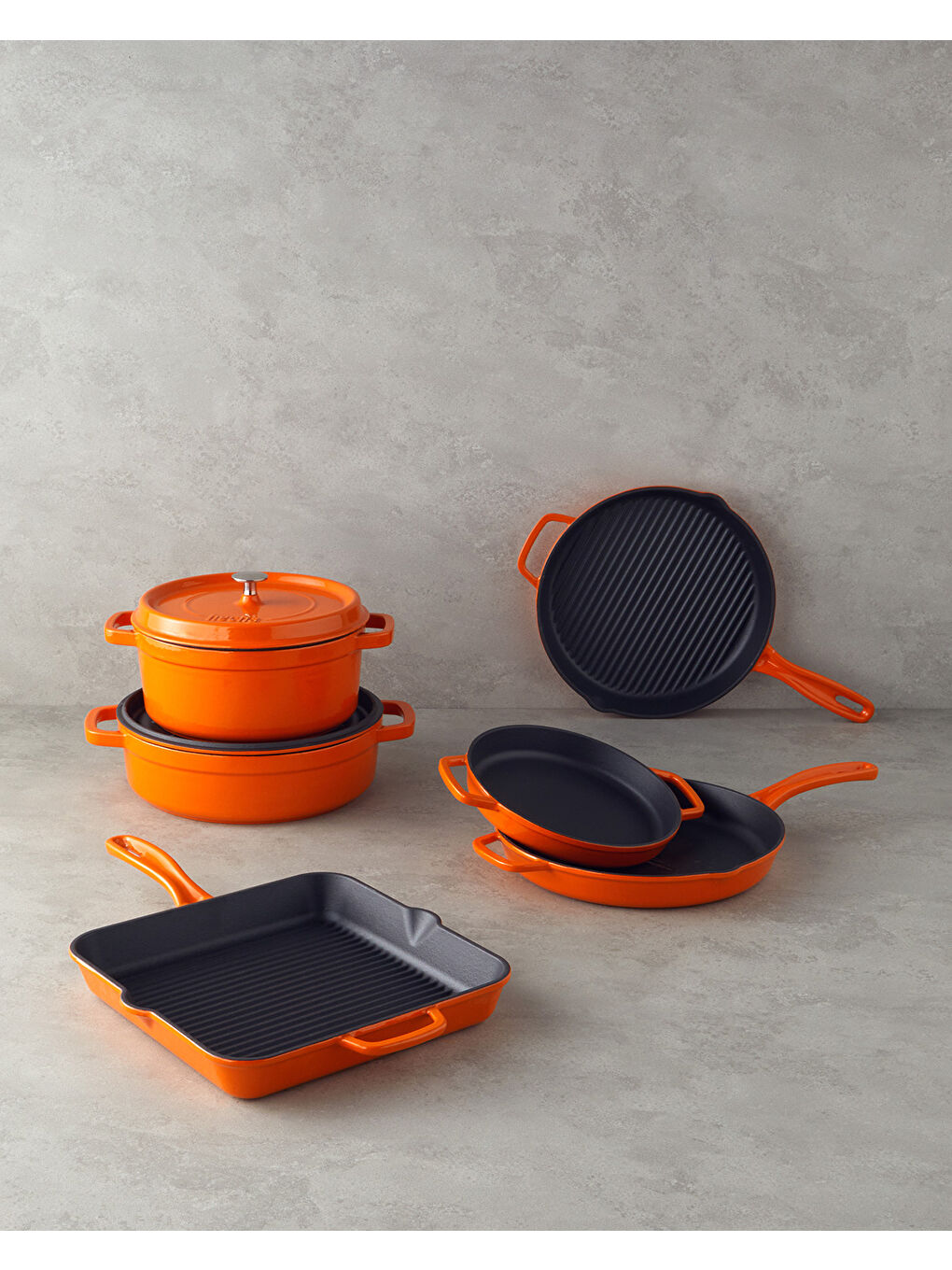 Demir Döküm Tencere 24 cm Turuncu-5