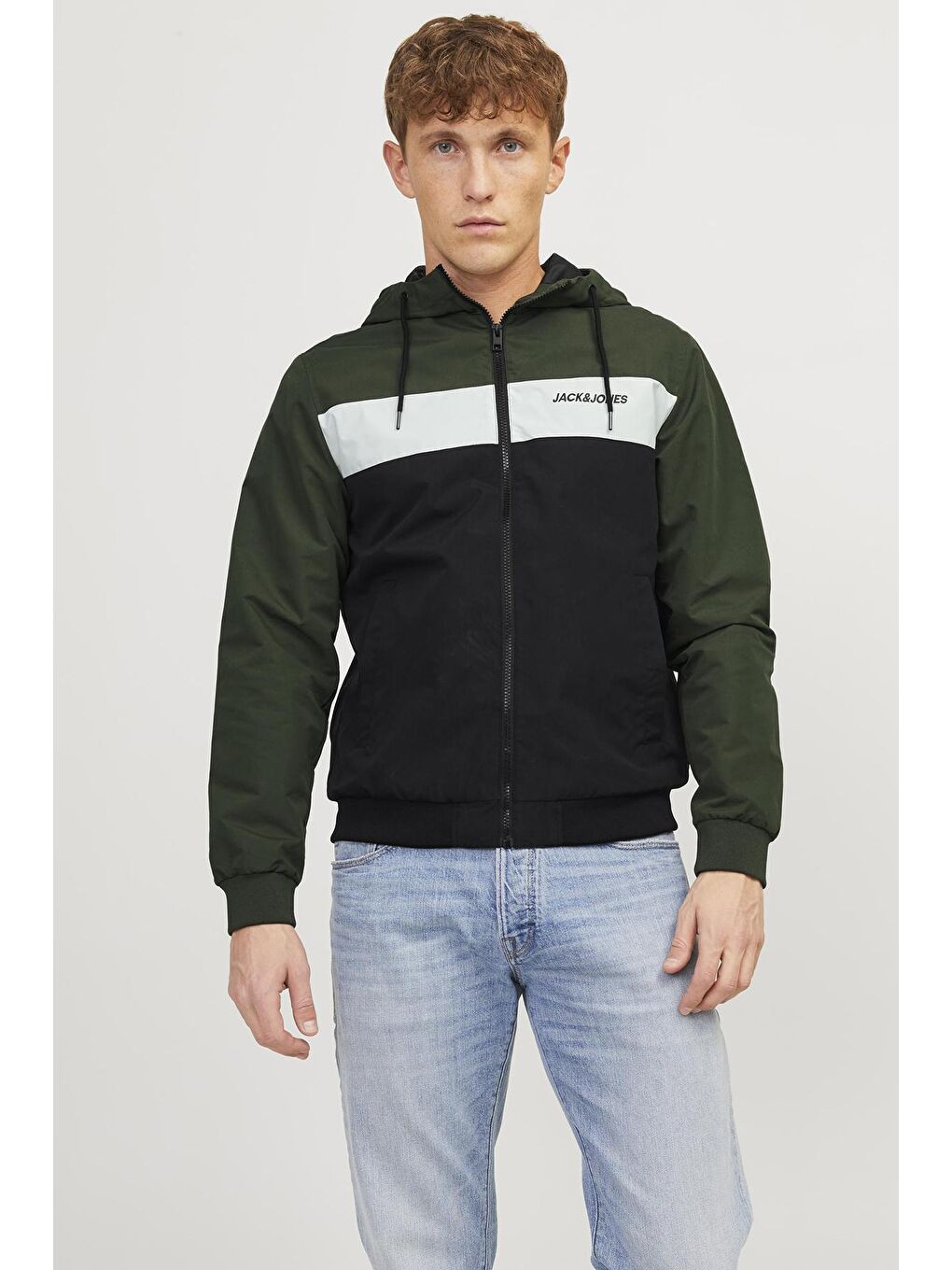 Jack & Jones Haki-Siyah Jjerush Regular Fit Kapüşonlu Bomber Erkek Ceket 12200208