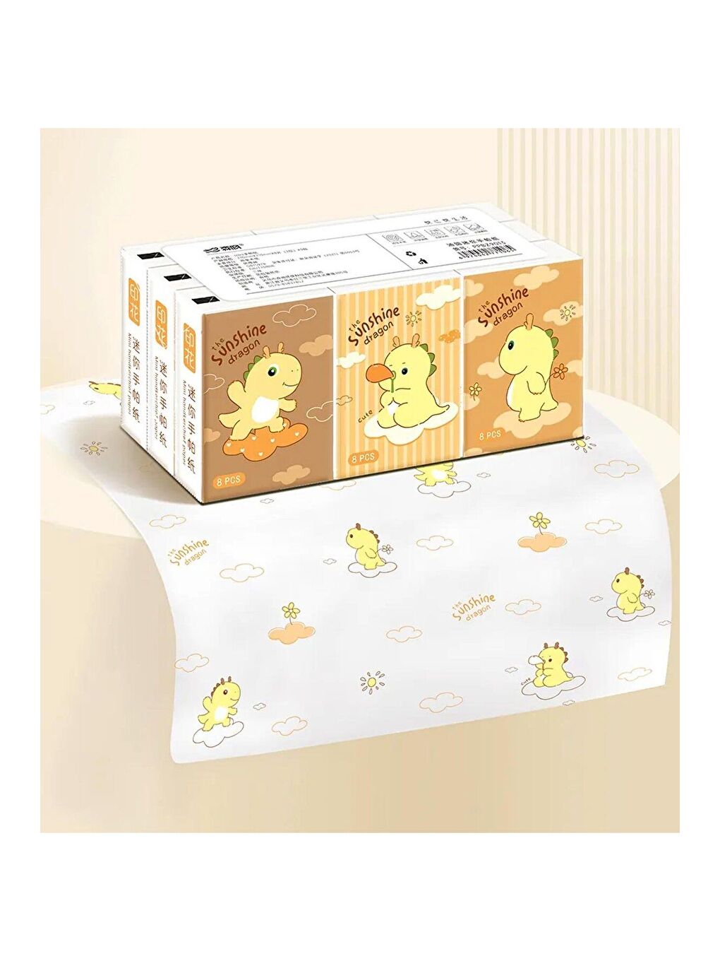 Dragon Figürlü Mini Cep Mendili 9 lu Set-1