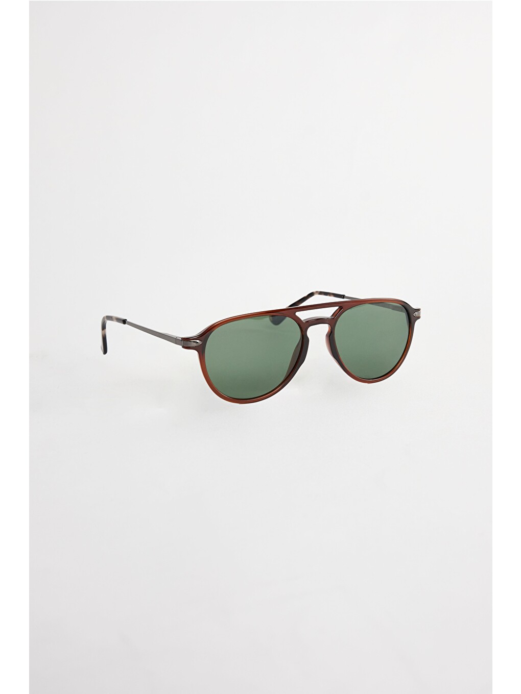 Unisex Oval Kahverengi Çerçeve Çift Köprülü Güneş Gözlüğü-2