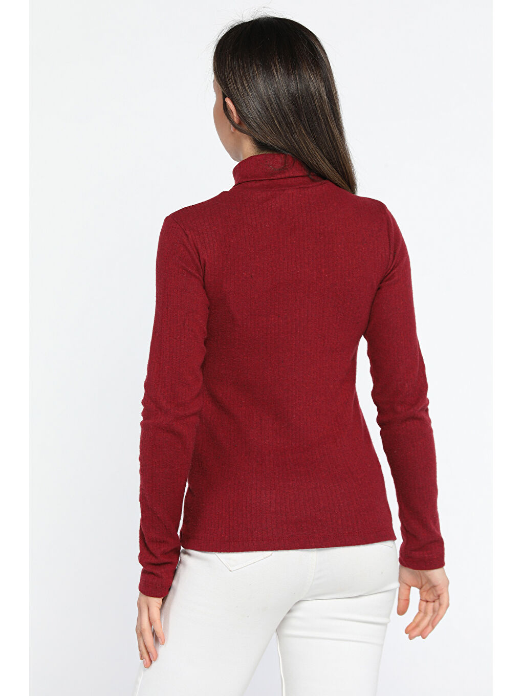 Bordo Balıkçı Yaka Fitilli Body Bluz-3