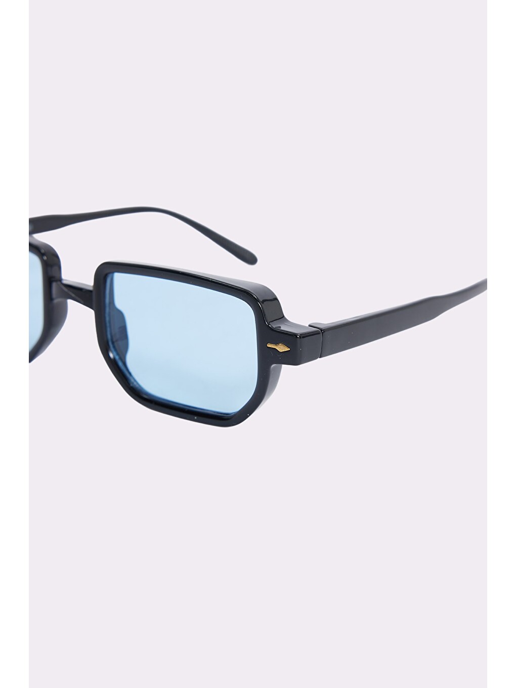 Mavi Unisex Geometrik Çerçeve Siyah Çerçeve Uv 400 Korumalı Güneş Gözlüğü-3