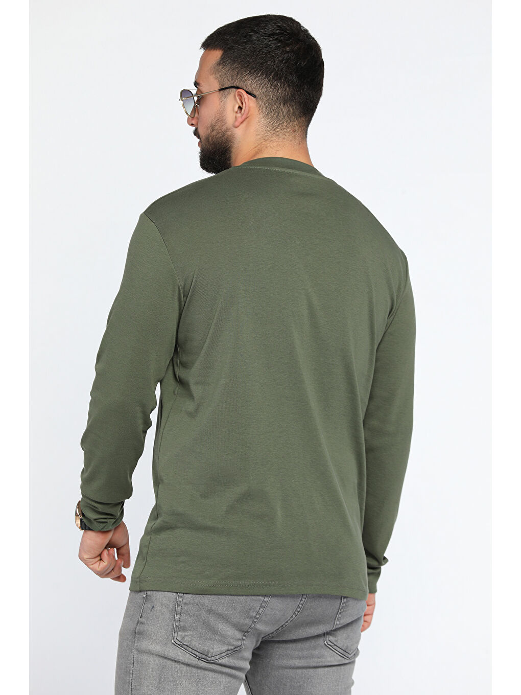 Mishar İtalia Haki Yaka Düğme Detaylı Erkek Body Sweatshirt - 2