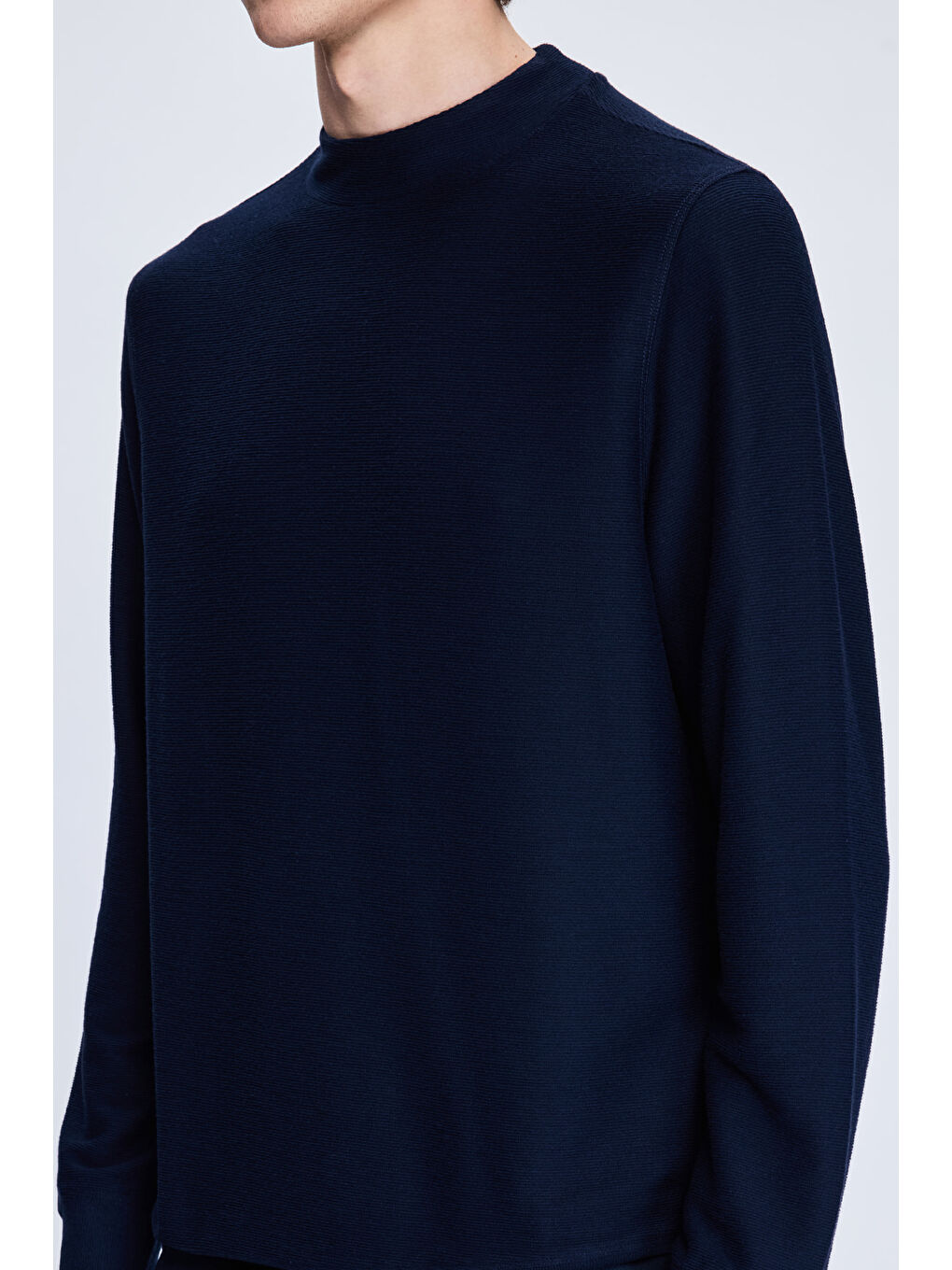 Lacivert Regular Fit Jakarlı Yarım Balıkçı Yaka Sweatshirt-3