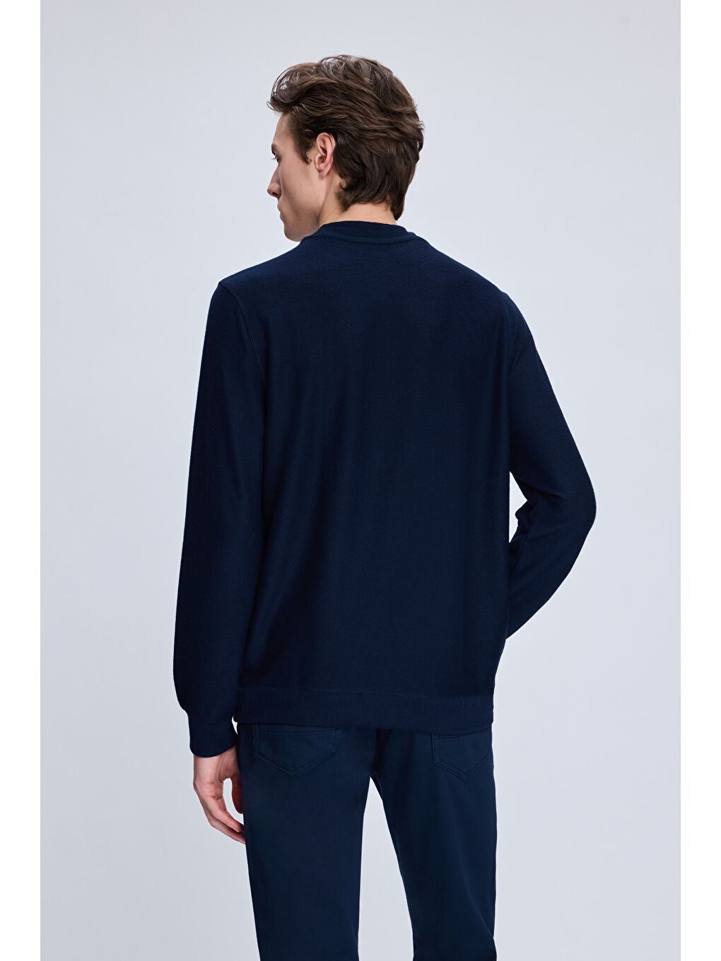 Lacivert Regular Fit Jakarlı Yarım Balıkçı Yaka Sweatshirt-4